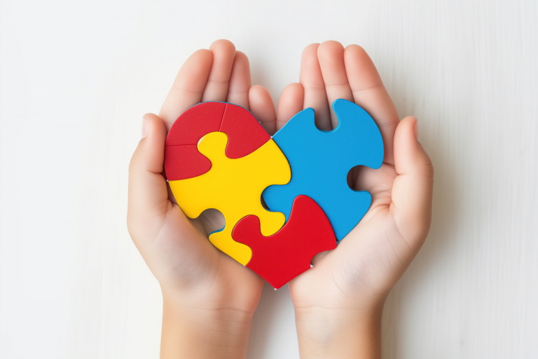 coeur puzzle dans les paumes des mains